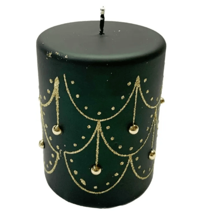 45899 - VELA DECOR NATAL PARAFINA CPEROLA VERDEDOURADO 9.4X7.3X7.3CM BTC BTC